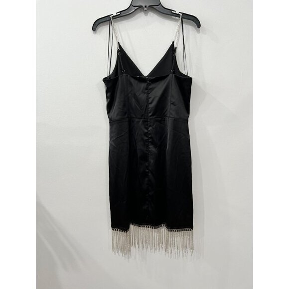 New Chelsea28 Size M Rhinestone Fringe Minidress Black party dress *Thread Pull* - Picture 12 of 16
